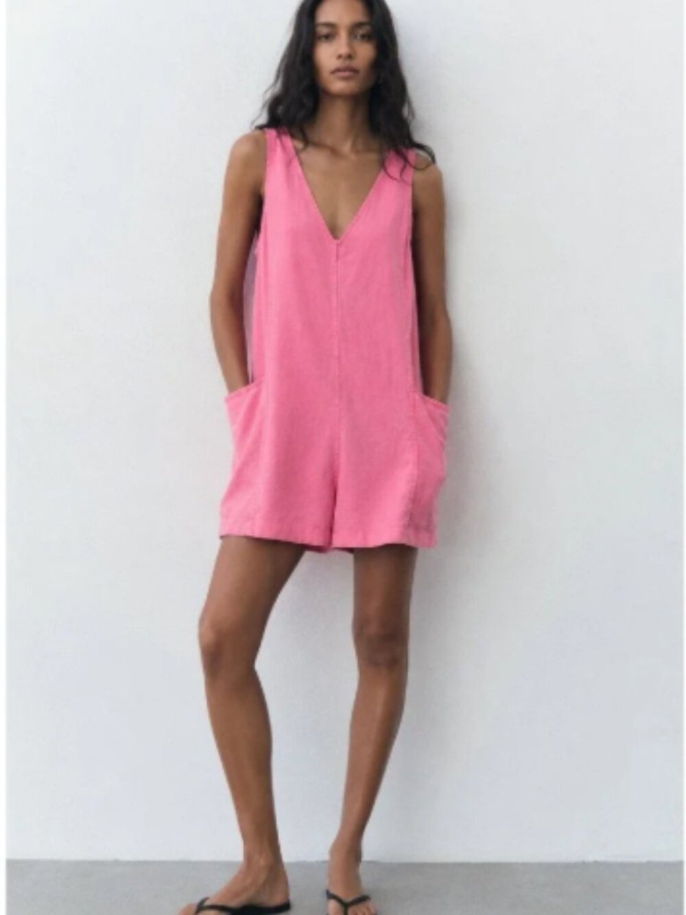ATHLETA NWT Retreat Linen Romper Pink - Size S